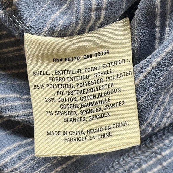 Deletta Womens Shirt Medium Blue White Striped V Neck Anthropologie Knot Stretch - Picture 6 of 10